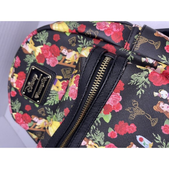 Disney Loungefly 2018 Beauty & The Beast Belle Roses Black Mini Backpack Bag - Picture 6 of 9